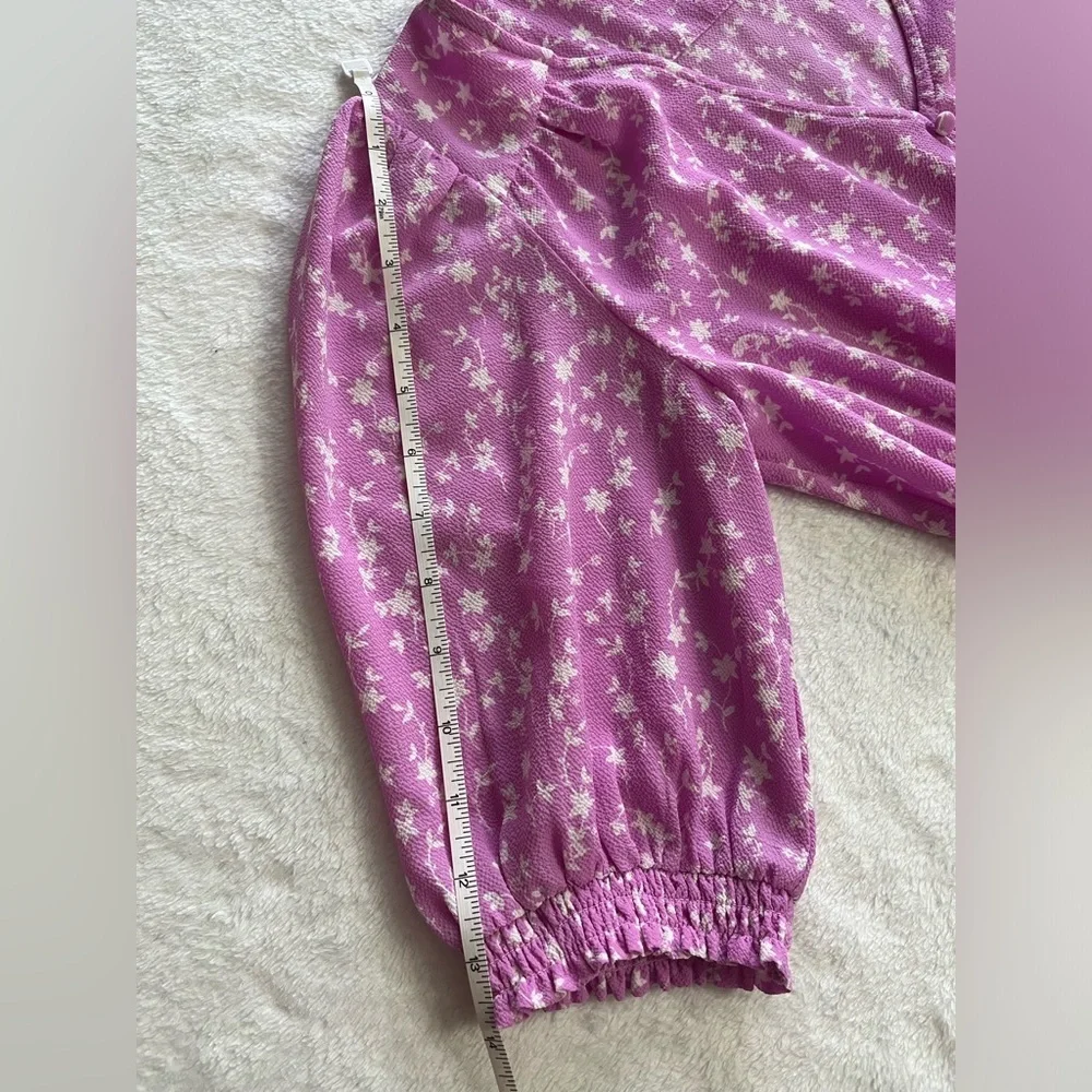 BB Dakota Steve Madden size XS Your Always Dress lavender floral puff sleeve - Picture 12 of 14